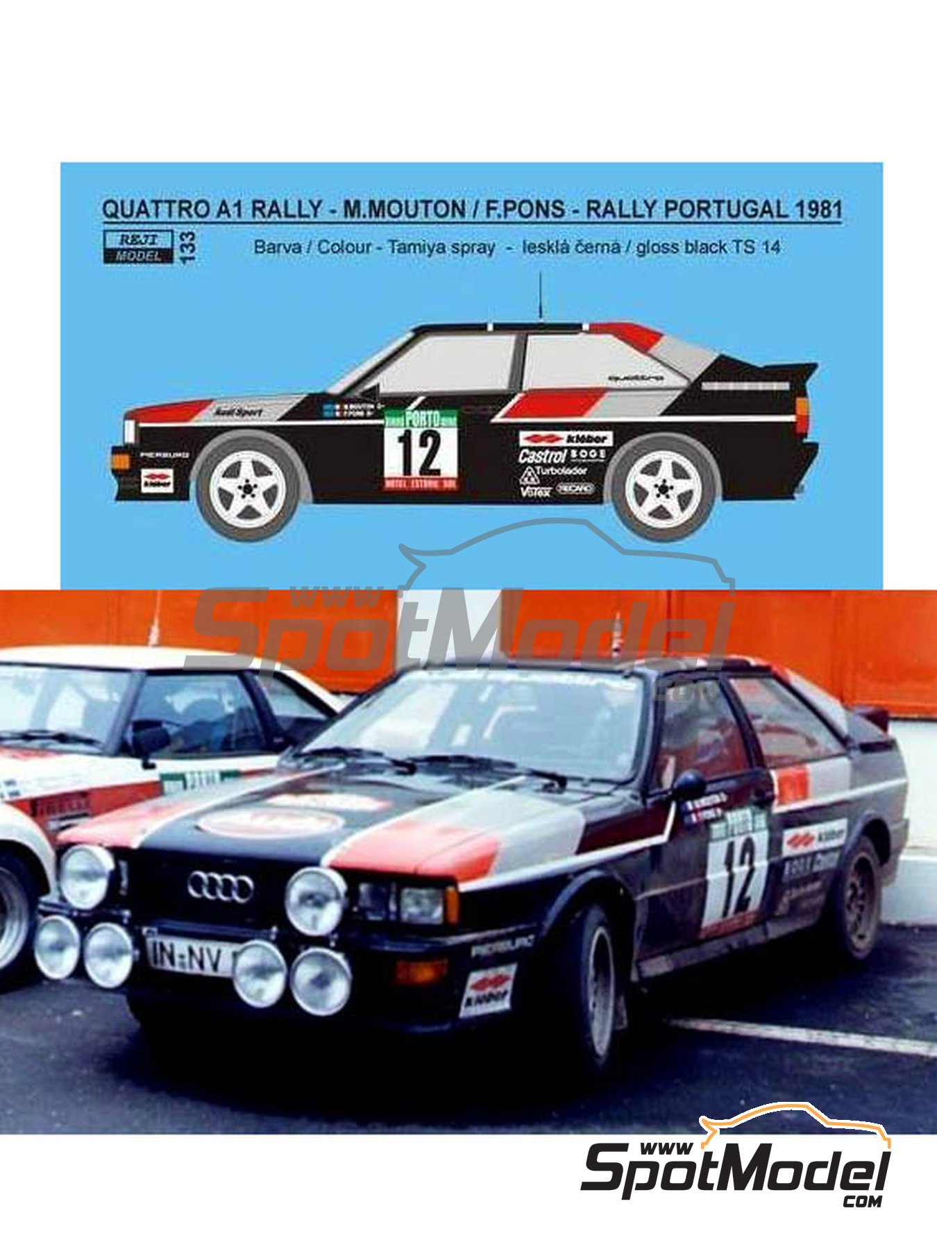 Audi Quattro Rally Portugal Rally Vinho do Porto 1981. Marking livery in 1 24 scale manufactured by Reji Model ref. REJI 133 also 133